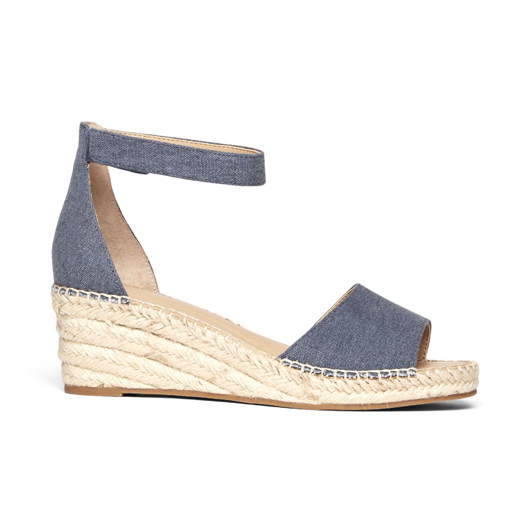 Rockport Marah Woven Ankle Strap - Womens Wedges Sandals - Denim - NZ (WCG-054193)